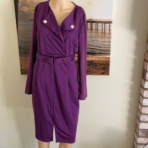 PURPLE color 3XL long sleeve dress